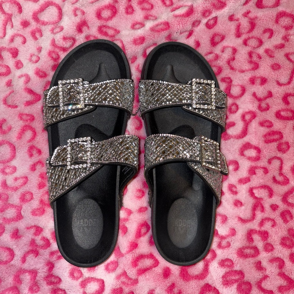 No Boundaries Black Sandals with Silver Accents